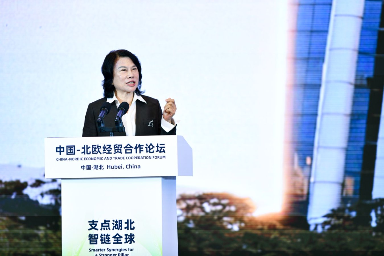 珠海格力电器股份有限公司董事长董明珠在会上发言。人民网记者 任峰涛摄